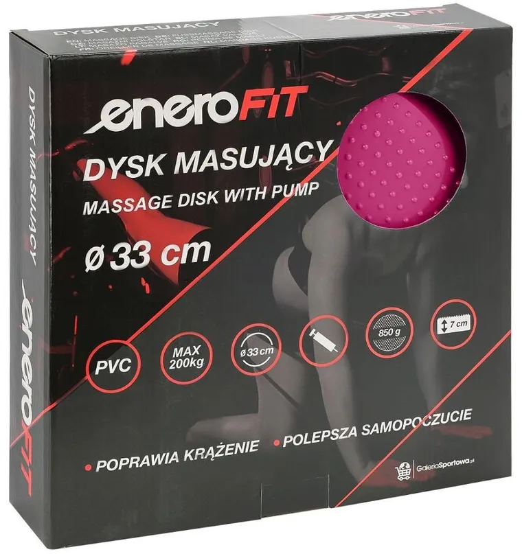 Enero fit, dysk poduszka sensomotoryczna z pompką, 33 cm, różowy