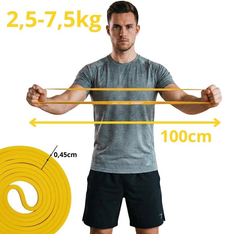Enero Fit, guma, taśma oporowa, 2,5-7,5 kg, żółta