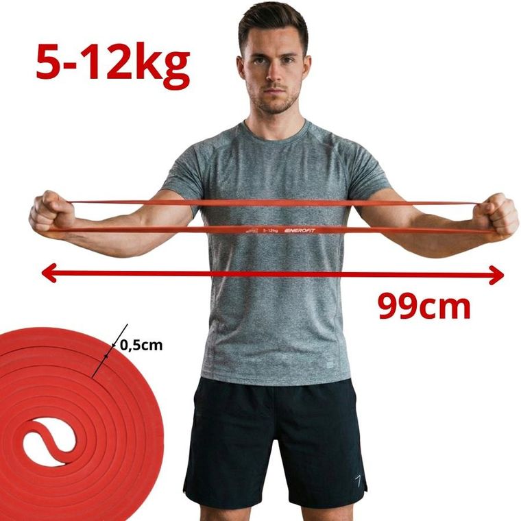 Enero Fit, guma, taśma oporowa, 5-12 kg, czerwona