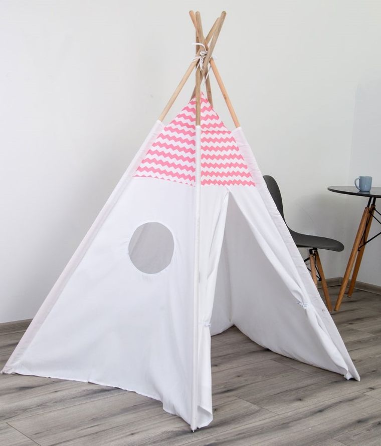 Enero Toys, namiot wigwam dla dzieci, różowo-biały