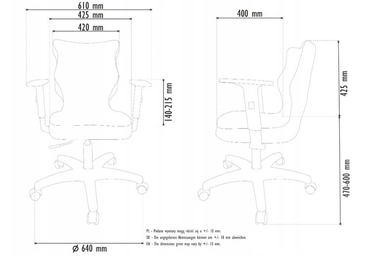 Entelo, Duo, krzesło biurowe z podłokietnikami, wzrost 159-188 cm, różowe