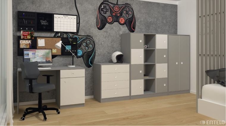 Entelo, Duo, krzesło młodzieżowe z podłokietnikami, wzrost 146-176,5 cm, antracyt