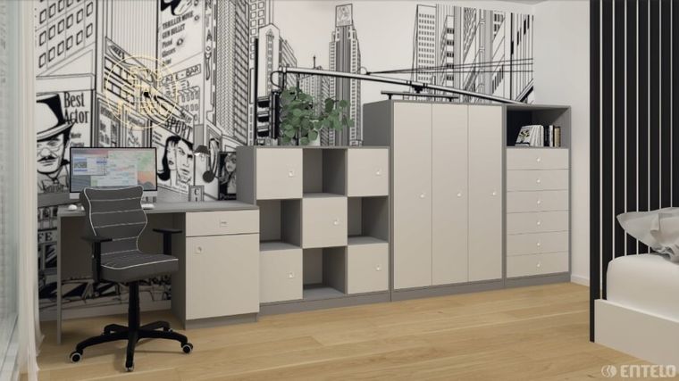 Entelo, Duo, krzesło młodzieżowe z podłokietnikami, wzrost 146-176,5 cm, ciemny szary