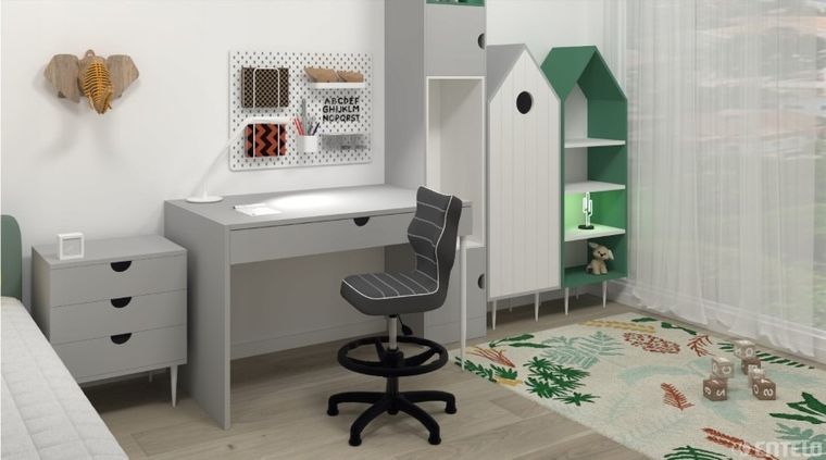 Entelo, Petit, krzesło dziecięce z podnóżkiem, wzrost 133-159 cm, ciemny szary