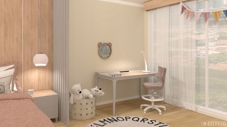 Entelo, Petit, krzesło dziecięce z podnóżkiem, wzrost 133-159 cm, różowe