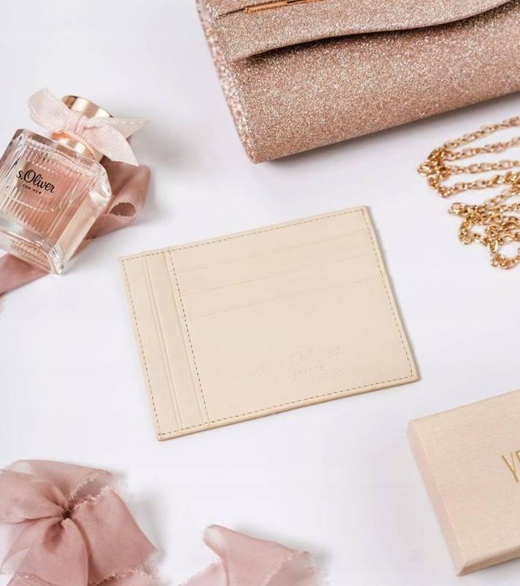 Etui na dokumenty, beżowe, skórzane, Peterson