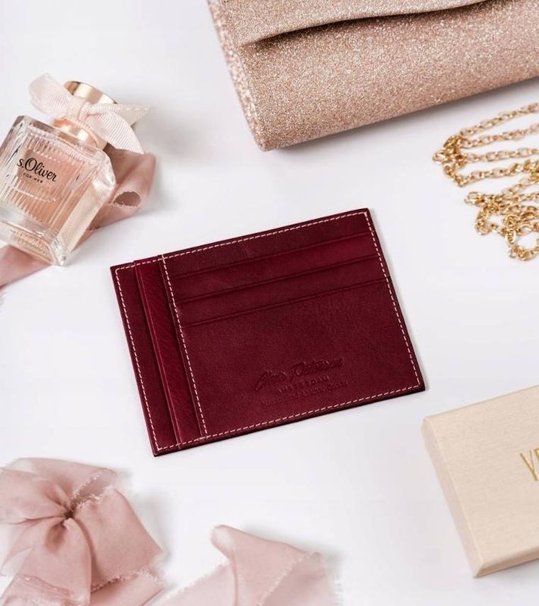 Etui na dokumenty, bordowe, skórzane, Peterson