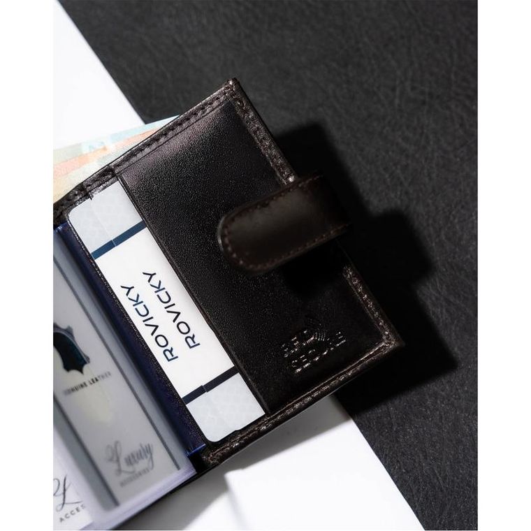 Etui na dokumenty, brązowe, skórzane, Rovicky