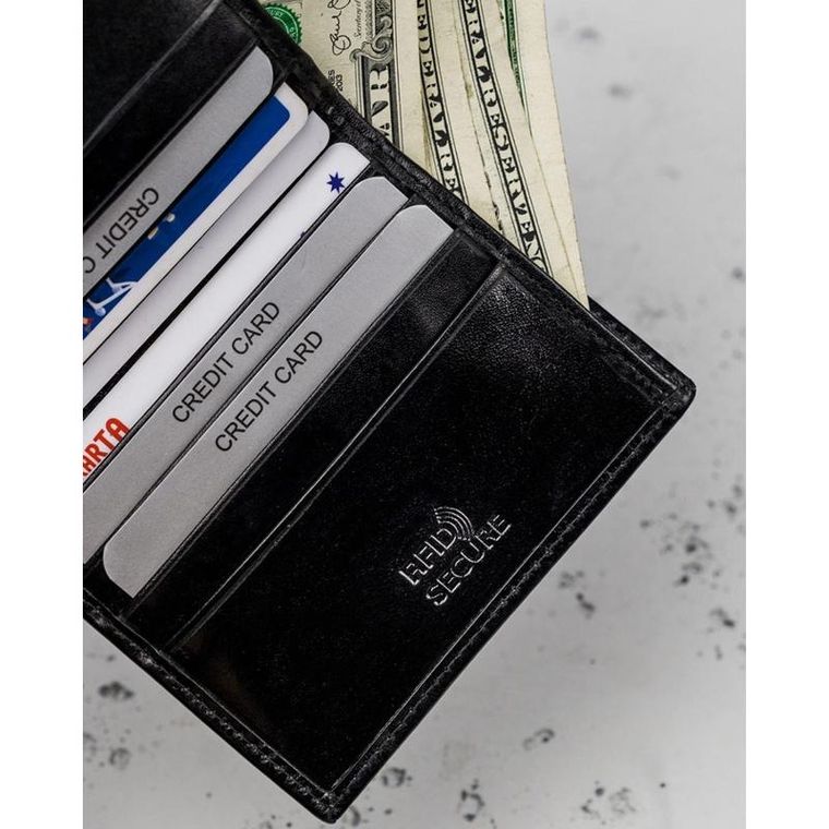 Etui na dokumenty, czarne, skórzane, Rovicky