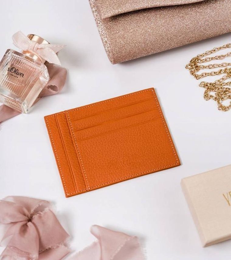 Etui na dokumenty, pomarańczowe, skórzane, Peterson