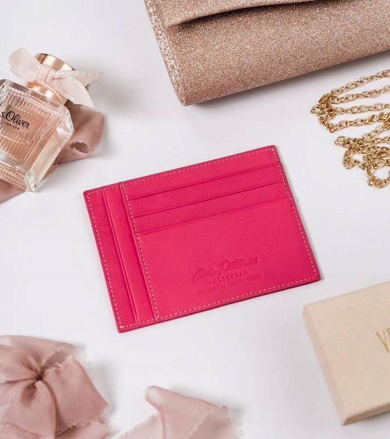 Etui na dokumenty, różowe, skórzane, Peterson