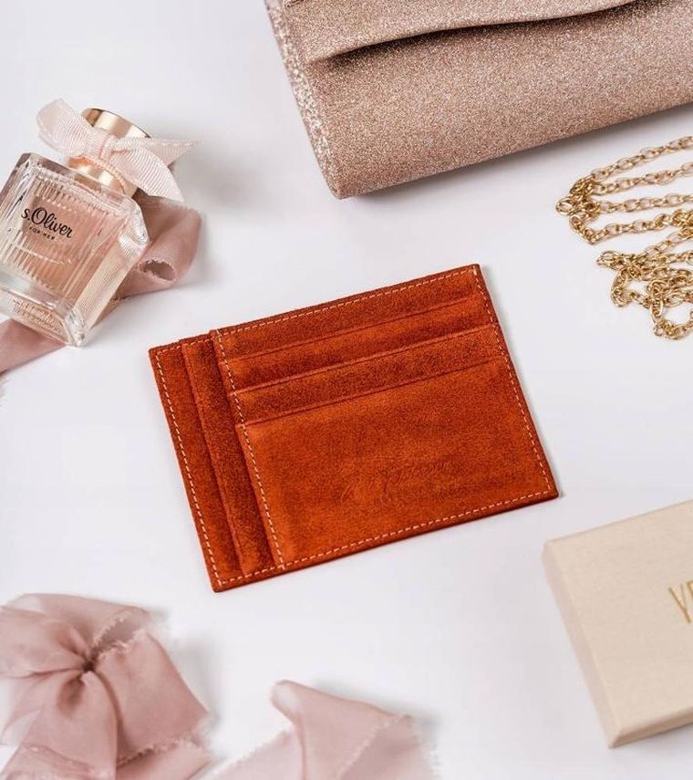 Etui na karty, brązowe, skórzane, Peterson