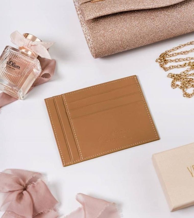 Etui na karty, brązowe, skórzane, Peterson