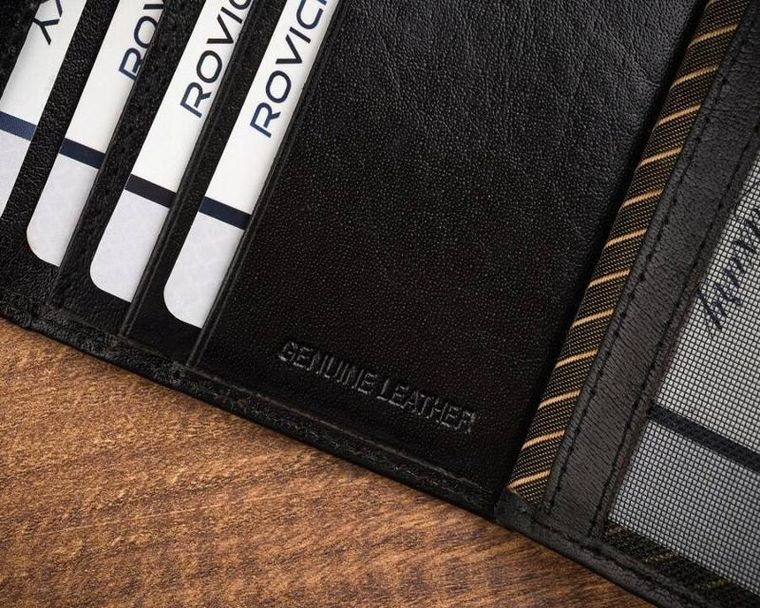 Etui na karty, czarne, skórzane, RFID, Rovicky