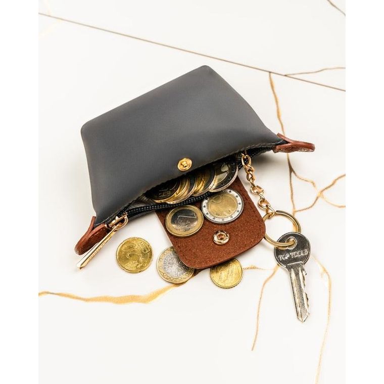 Etui na klucze, ciemnoszare, skóra ekologiczna, Peterson
