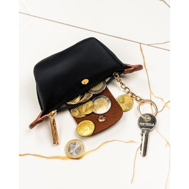 Etui na klucze, czarne, skóra ekologiczna, Peterson