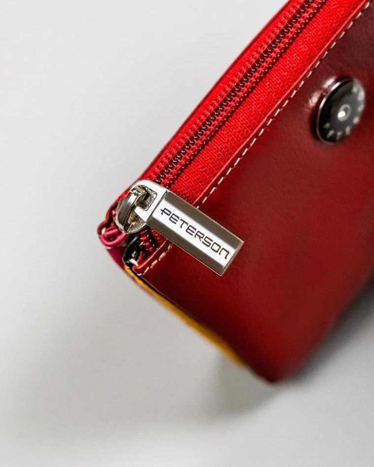 Etui na klucze, czerwone, skórzane, Peterson