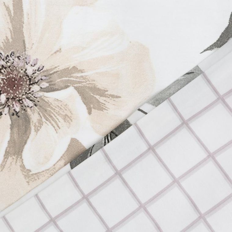 Eurofirany, komplet pościeli satynowej, Spring, 220-200 cm, biały