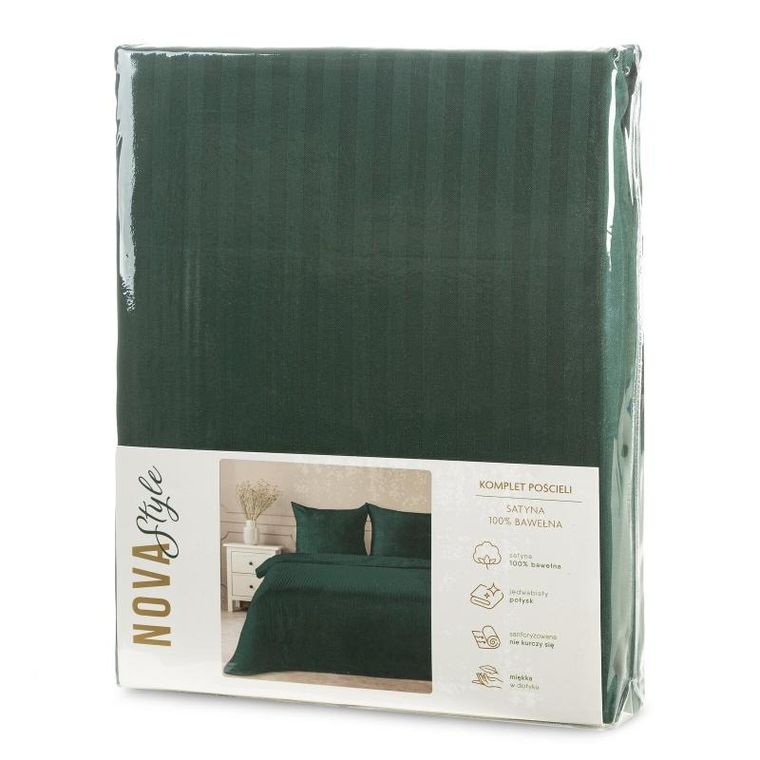 Eurofirany, komplet pościeli satynowej, Vera, 160-200 cm, ciemnozielony