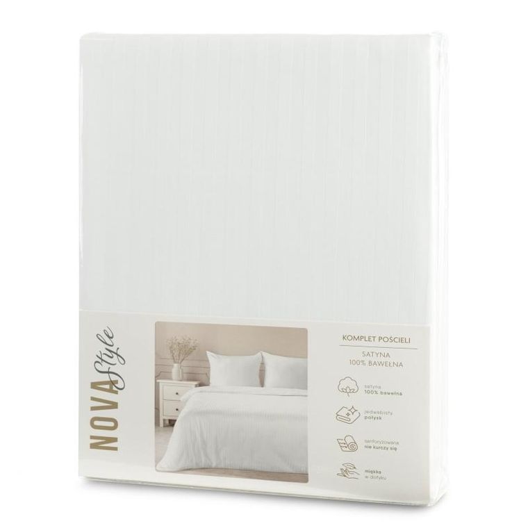 Eurofirany, komplet pościeli satynowej, Vera, 220-200 cm, biały