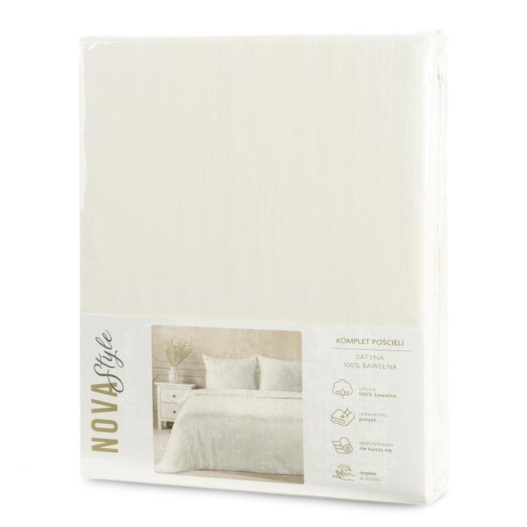 Eurofirany, komplet pościeli satynowej, Vera, 220-200 cm, kremowy