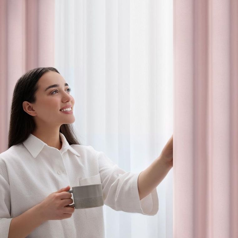 Eurofirany, zasłona gotowa, Nerisa, 140-250 cm, pudrowy róż