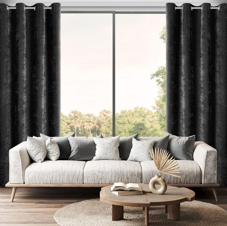 Eurofirany, zasłona gotowa, Vani, 140-250 cm, czarny