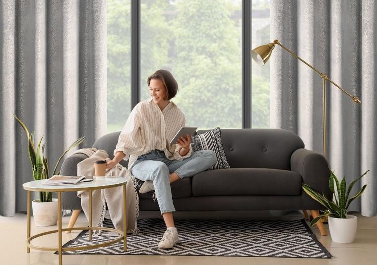 Eurofirany, zasłona zaciemniająca gotowa, Bethy, 135-250 cm, srebrny