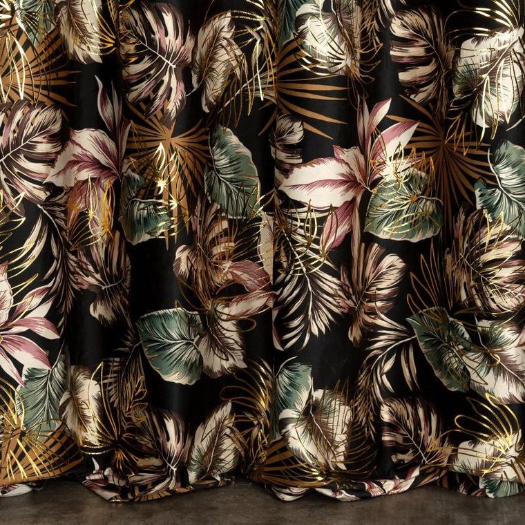 Eurofirany, zasłona zaciemniająca gotowa, na taśmie, Maroko, 140-270 cm, czarny