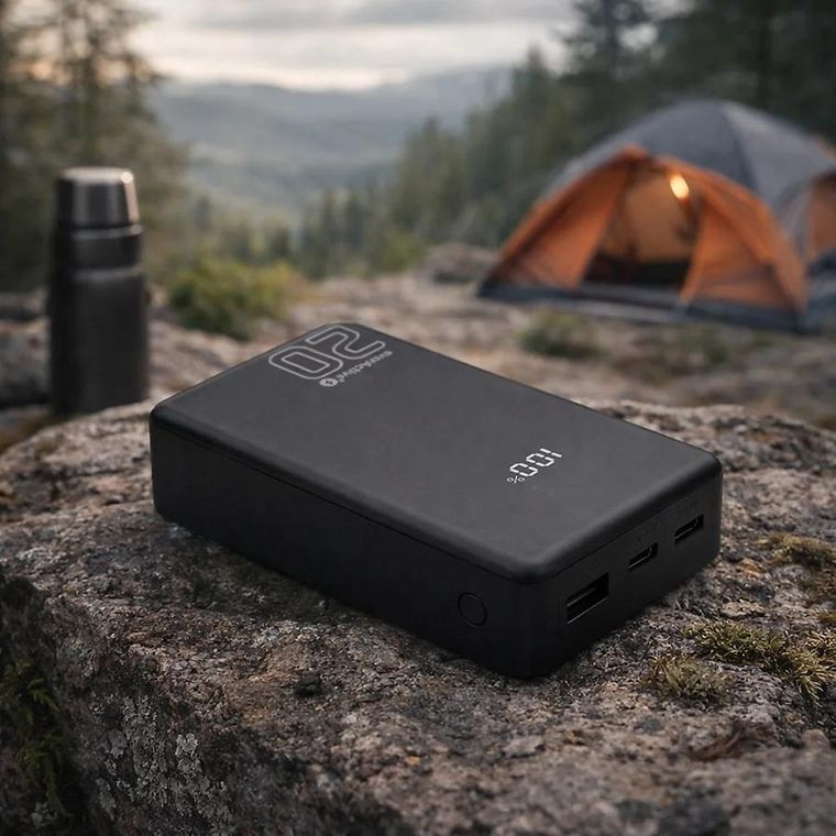 Everactive, powerbank, 20000mAh, 1xUSB, 2xUSB-C, 20W, QC4+, wyświetlacz LCD, czarny, EB-22QB