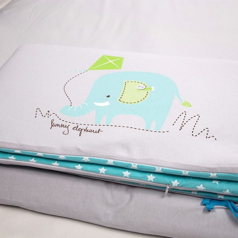 Ewa Klucze Eevi, Zwierzaki, Słoń, 3-częściowy komplet pościeli, 100-135 cm