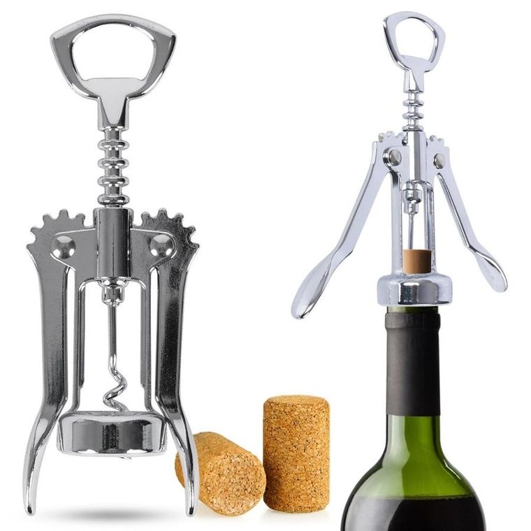 Excellent Houseware, korkociąg do wina, stalowy, 17 cm