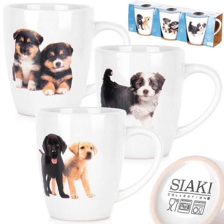 Excellent Houseware, kubki ceramiczne, 220 ml, 3 szt.