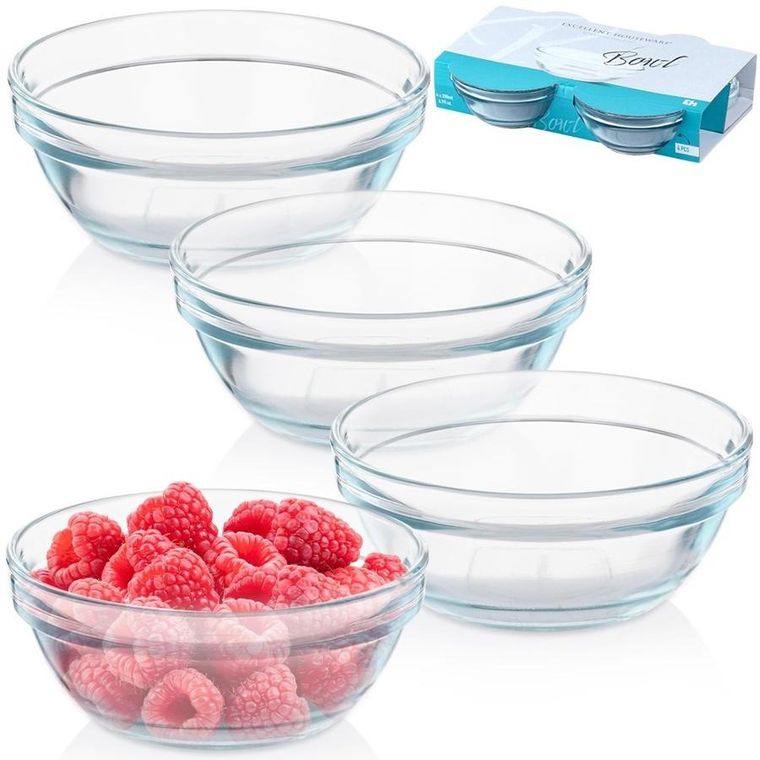 Excellent Houseware, miseczki szklane, 10,5 cm, 200 ml, 4 szt.