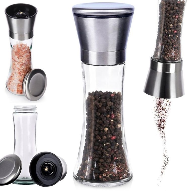 Excellent Houseware, młynek do pieprzu i soli, szklany, 19 cm
