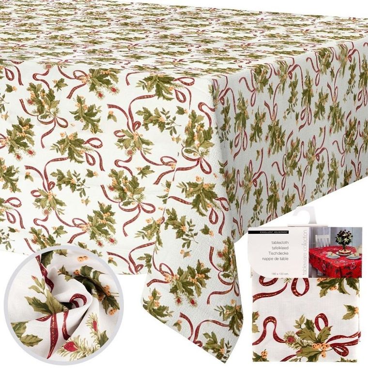 Excellent Houseware, obrus świąteczny plamoodporny, 180-130 cm
