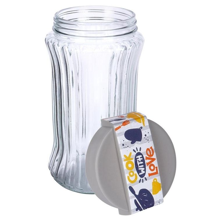 Excellent Houseware, pojemnik na produkty sypkie, szklany, 1,6 l