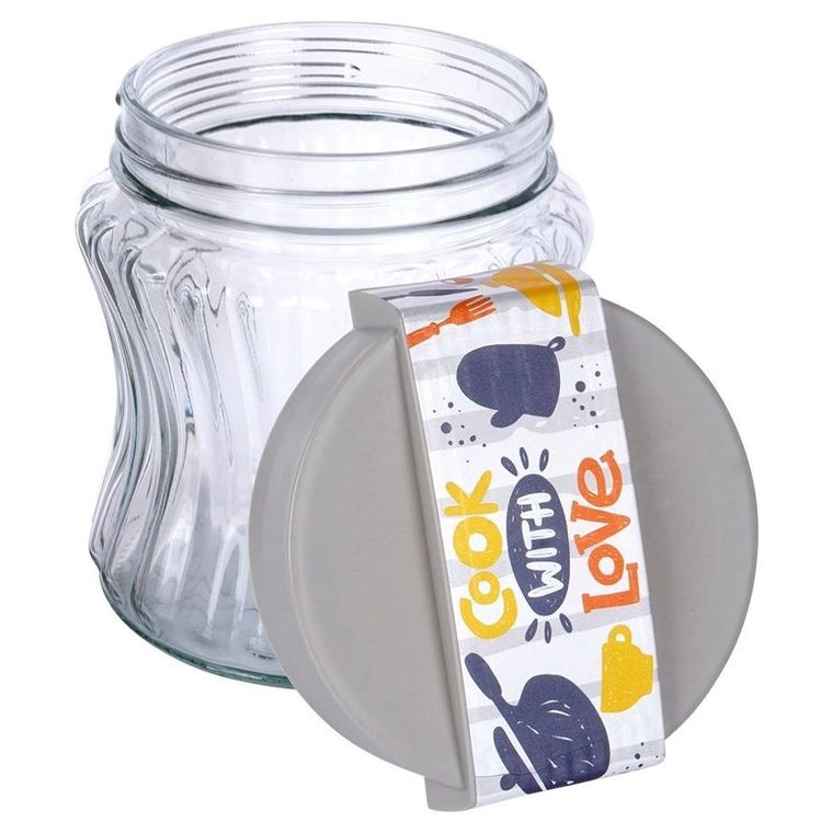 Excellent Houseware, pojemnik na produkty sypkie, szklany, 900 ml