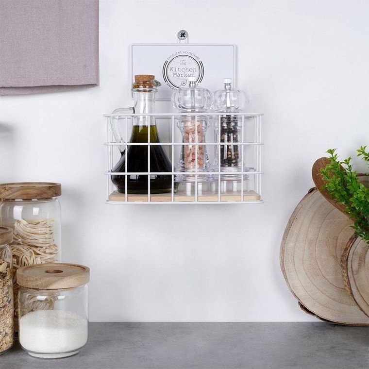 Excellent Houseware, półka kuchenna, metalowa biała, 21-12.5-24 cm