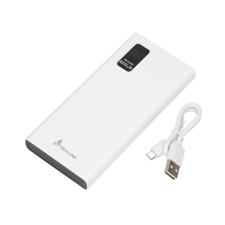 Extralink, EPB-067W 10000mAh, powerbank, fast charging, USB-C, biały