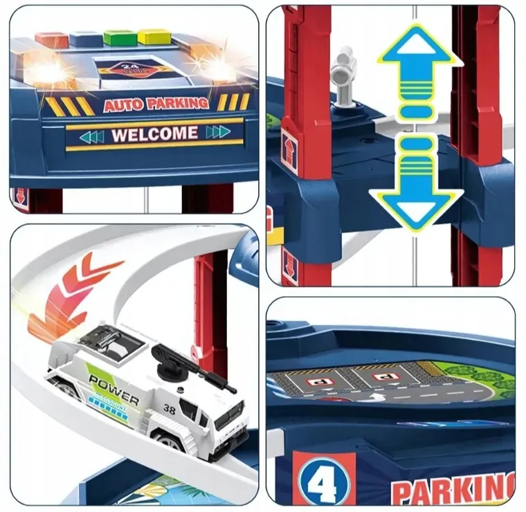 Extralink, Kids, garaż samochodowy z elektryczną widną, zestaw z pojazdami