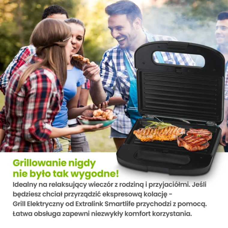 Extralink, Smart Life Grill Sandwich & Waffle Maker, grill, toster & gofrownica, opiekacz z 3 wymiennymi płytami, 1000W, SJ-37A