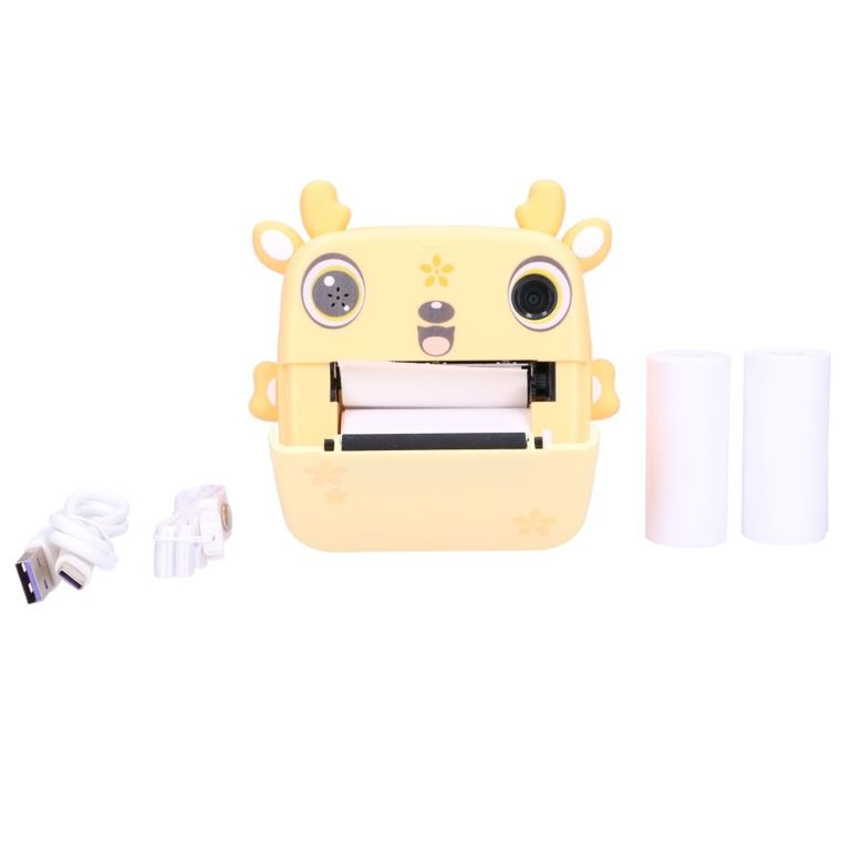 Extralink, zestaw: Jelonek, drukarka termiczna z aparatem, żółta + papier termiczny, 3 szt.