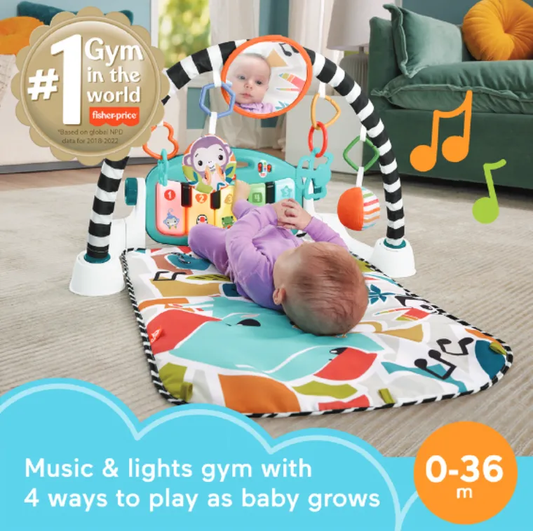 Fisher-Price, Muzyczne zwierzątka, mata edukacyjna z pianinkiem, zabawka niemowlęca