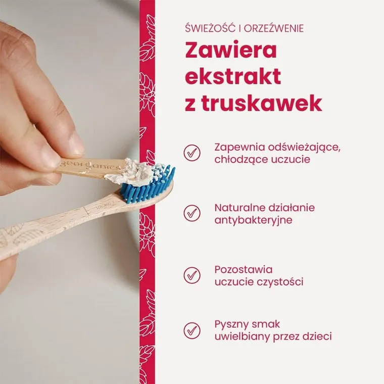 Georganics, organiczna pasta do zębów dla dzieci z fluorem w słoiku, strawberry, 60 ml