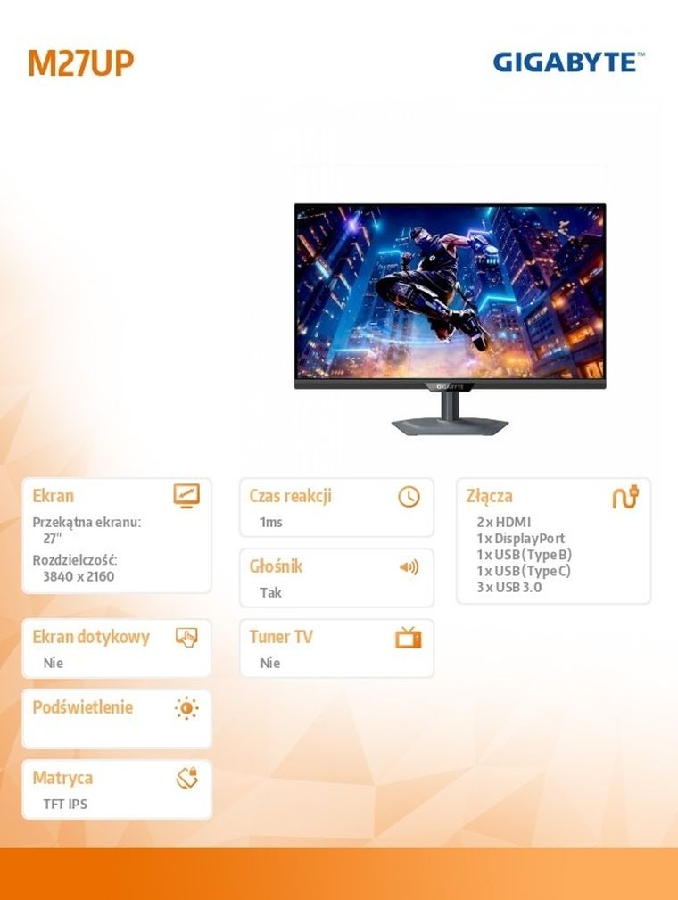 Gigabyte, monitor, LED, 27", M27UP, 160Hz