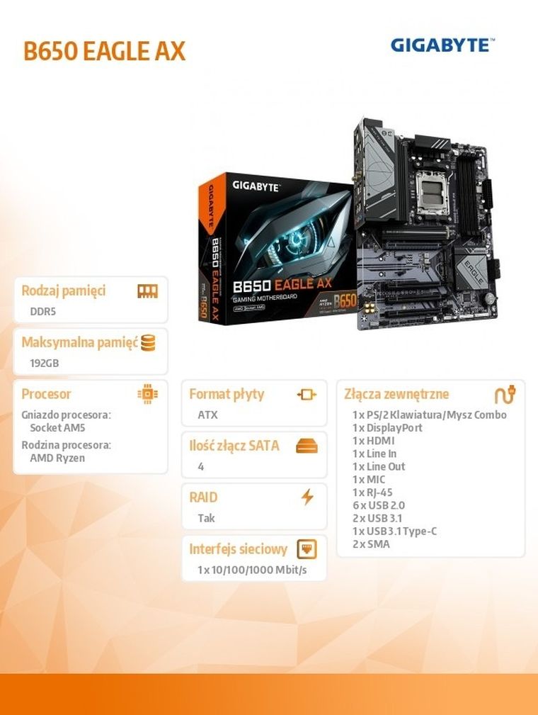 Gigabyte, płyta główna, B650 EAGLE AX