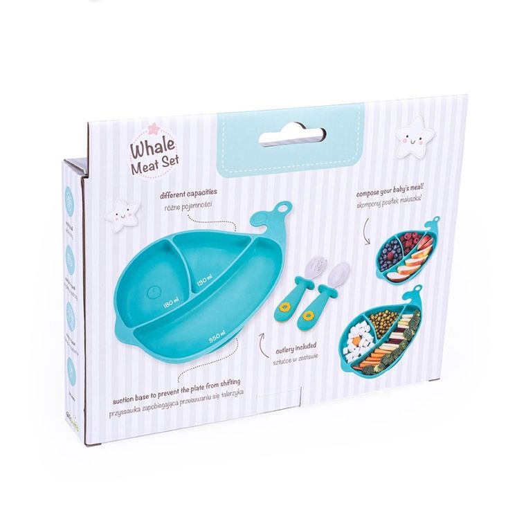 GiliGums, Wieloryb, zestaw: talerz ze sztućcami, morski
