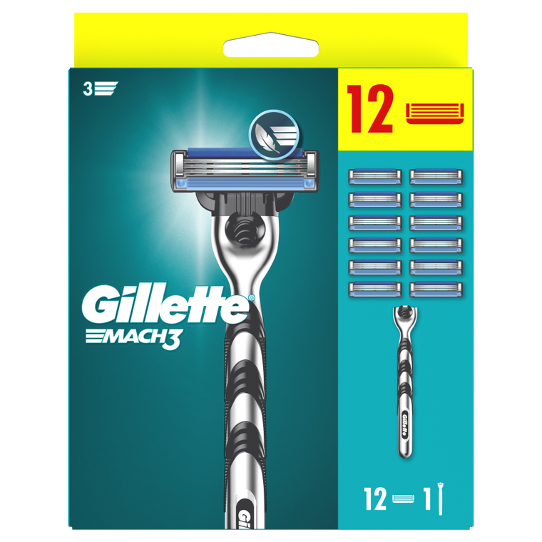 Gillette, Mach3, maszynka do golenia dla mężczyzn + ostrza wymienne, 11 szt.