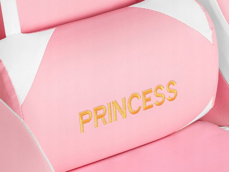 Gordon Trade, fotel gamingowy z podnóżkiem, regulowany, poduszka masująca, różowy-biały